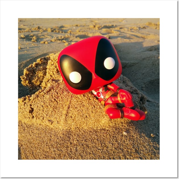 n3rdp8rn 14 -  toy photography – superheroes – 99 problems, but a beach ain't one Wall Art by LiveForever